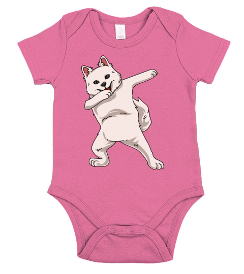 Dabbing American Eskimo Short Sleeve Baby One-Piece