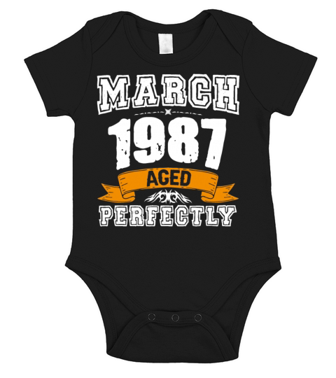 March 1987 Vintage Birthday Present Short Sleeve Baby One-Piece