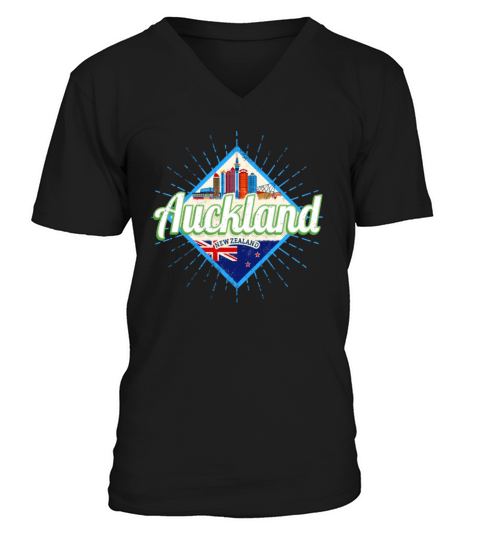 Auckland New Zealand retro skyline vintage V-Neck T-shirt