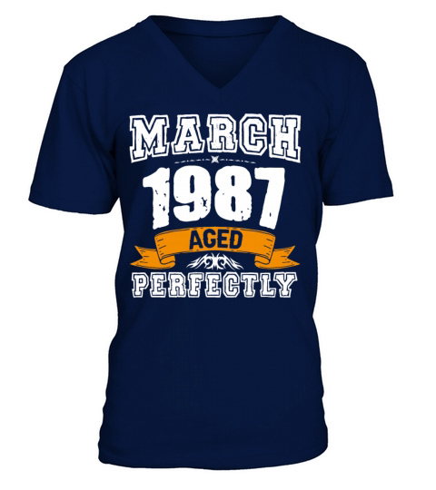 March 1987 Vintage Birthday Present V-Neck T-shirt