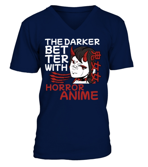 The Darker The Better With Horror Anime Vampire Ma V-Neck T-shirt