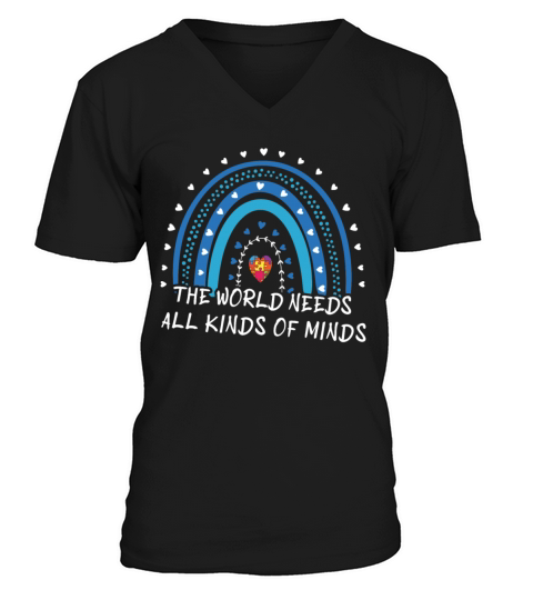 World Needs Minds Blue Puzzle Autism Awareness V-Neck T-shirt