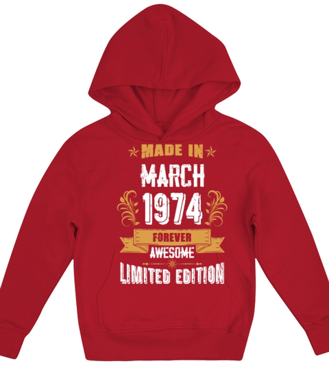March 1974 Vintage Birthday Present Kids Hoodie
