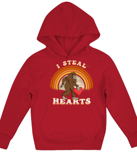 Valentines Day Bigfoot I Steal Hearts boys men Kids Hoodie