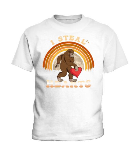 Valentines Day Bigfoot I Steal Hearts boys men Kids T-Shirt