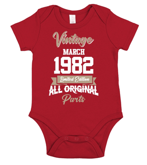 March 1982 Vintage Birthday Present Short Sleeve Baby One-Piece