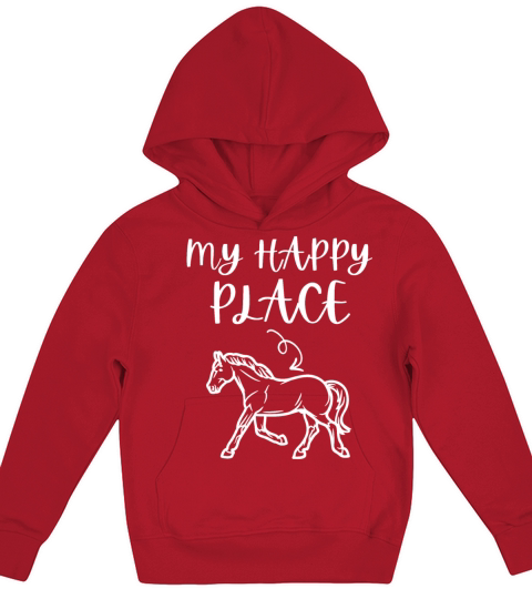 My Happy Place Horse Lover Horseback Riding Kids Hoodie