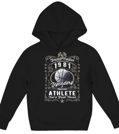 Vintage 1981 Basketball Birthday Gift Sport Hobby Kids Hoodie