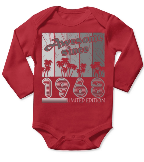 Birthday gift March 1968 Vintage Retro Long Sleeve Baby One-Piece