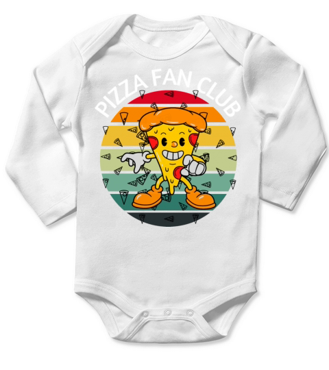 Pizza Fan Club - Funny Retro Vintage Pizza Lover Long Sleeve Baby One-Piece