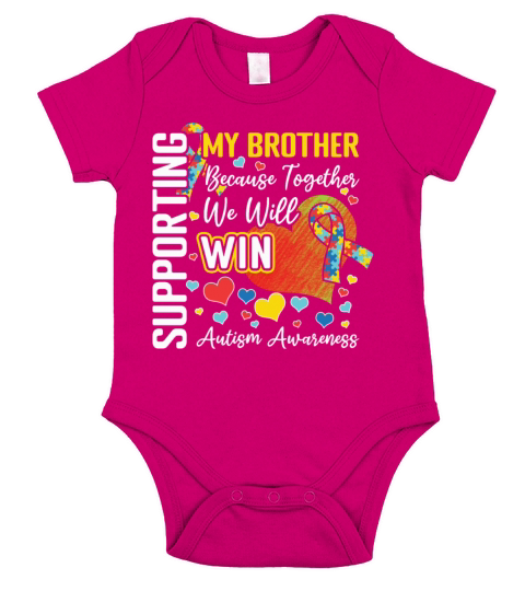 Supporting My Brother Autism Awareness Short Sleeve Baby One-Piece