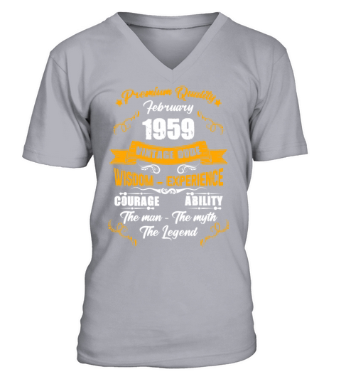 February 1959 Vintage Birthday Present V-Neck T-shirt