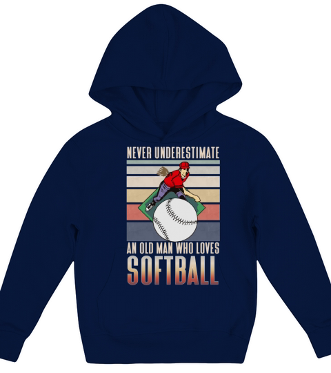 Never underestimate an old man who loves Softball Kids Hoodie