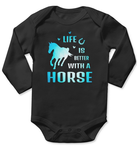 Life is better with horse Riding stable horseback Long Sleeve Baby One-Piece