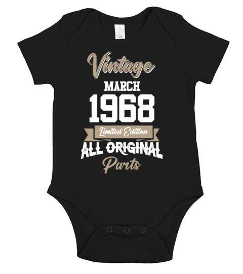 March 1968 Vintage Birthday Present Short Sleeve Baby One-Piece