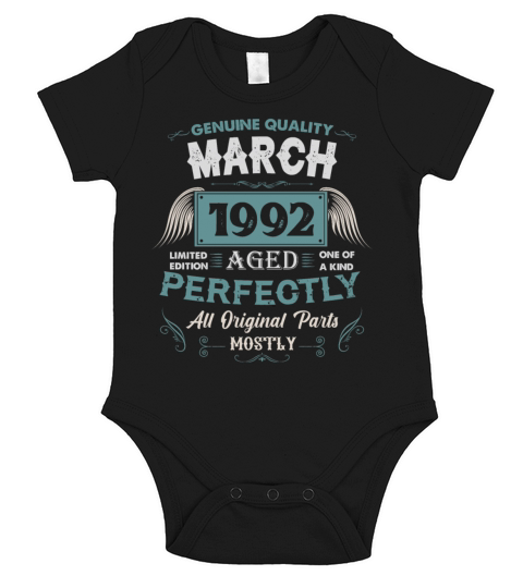March 1992 Vintage Birthday Present Short Sleeve Baby One-Piece
