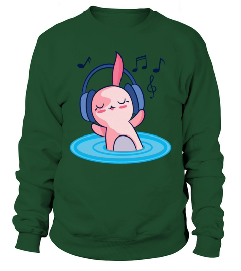 Cute Axolotl Listening To Music Sweatshirt Unisex