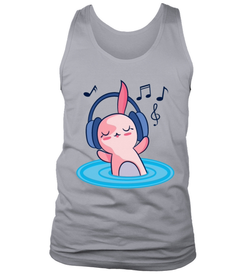 Cute Axolotl Listening To Music Tank Top Unisex