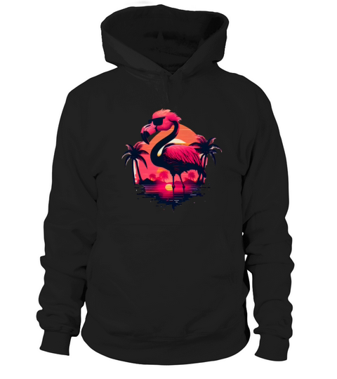 Retro Sunset Pink Flamingo Summer Design Flamingo Hoodie Unisex