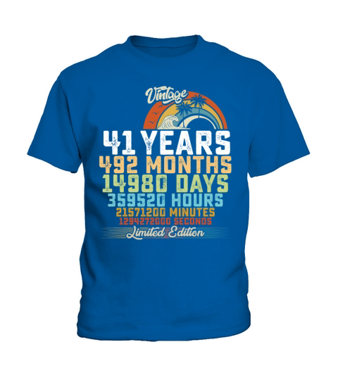 41st Birthday 41 Years Hours Month Vintage Kids T-Shirt