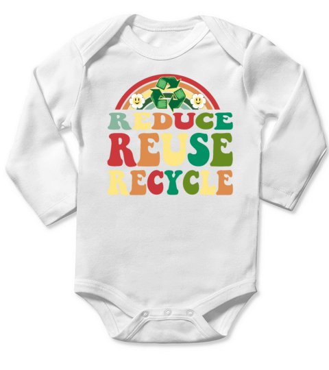 Vintage Classic Retro Reduce Reuse Recycle Long Sleeve Baby One-Piece