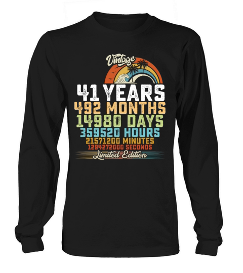 41st Birthday 41 Years Hours Month Vintage Long sleeved Unisex