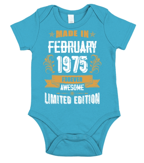 February 1975 Vintage Birthday Present Short Sleeve Baby One-Piece