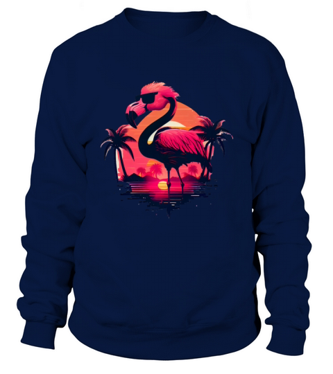 Retro Sunset Pink Flamingo Summer Design Flamingo Sweatshirt Unisex