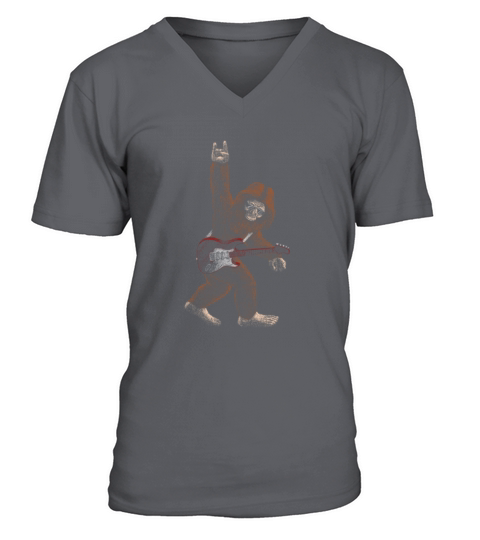 Bigfoot Playing Guitar Sasquatch V-Neck T-shirt