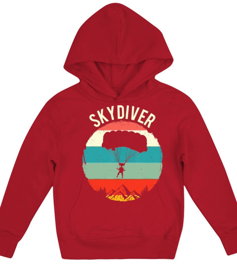 Vintage Skydiving Parachuting Retro Skydiver Kids Hoodie