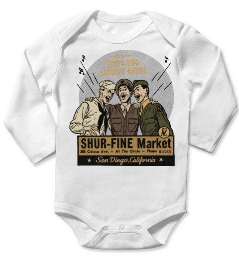 Vintage San Diego Liquor Store Long Sleeve Baby One-Piece
