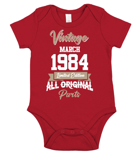 March 1984 Vintage Birthday Present Short Sleeve Baby One-Piece