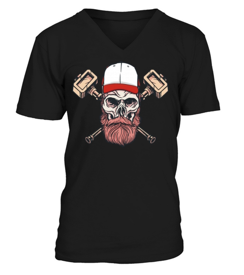 Bearded beard skull hammer glasses Bearded beard s V-Neck T-shirt