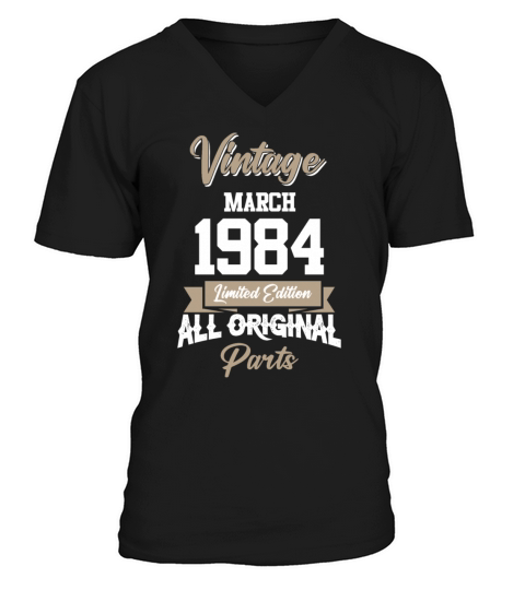 March 1984 Vintage Birthday Present V-Neck T-shirt
