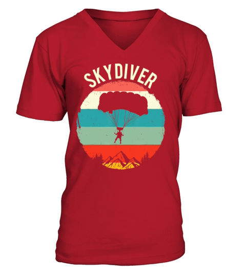 Vintage Skydiving Parachuting Retro Skydiver V-Neck T-shirt