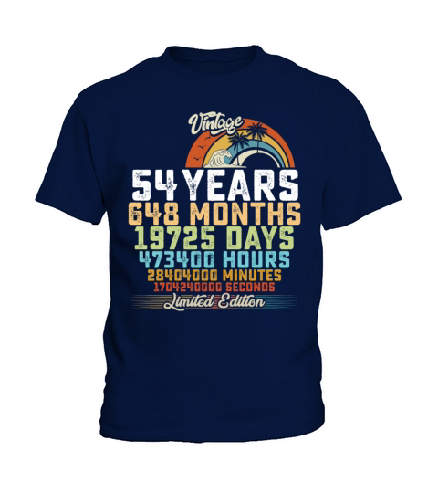 54th Birthday 54 Years Hours Month Vintage Kids T-Shirt