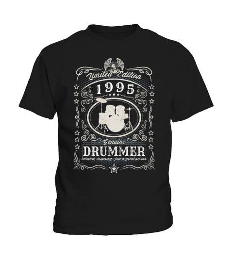 Vintage 1995 Drummer Birthday Gift Percussionist Kids T-Shirt