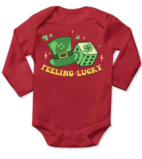 Feeling Lucky Retro St Patricks Day Long Sleeve Baby One-Piece