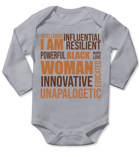 I am Powerful Black Women Black HistoryMonth Long Sleeve Baby One-Piece