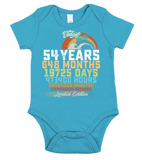 54th Birthday 54 Years Hours Month Vintage Short Sleeve Baby One-Piece