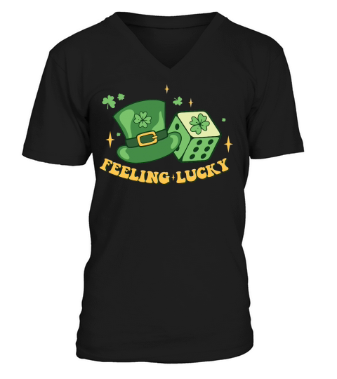 Feeling Lucky Retro St Patricks Day V-Neck T-shirt