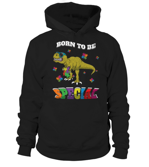 Dinosaur Born Special Puzzle Autism Awareness Hoodie Unisex