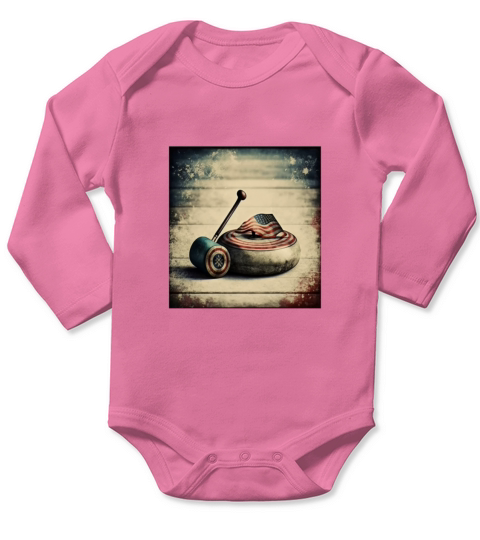 USA Curling Athlete Vintage Curling Stone Long Sleeve Baby One-Piece