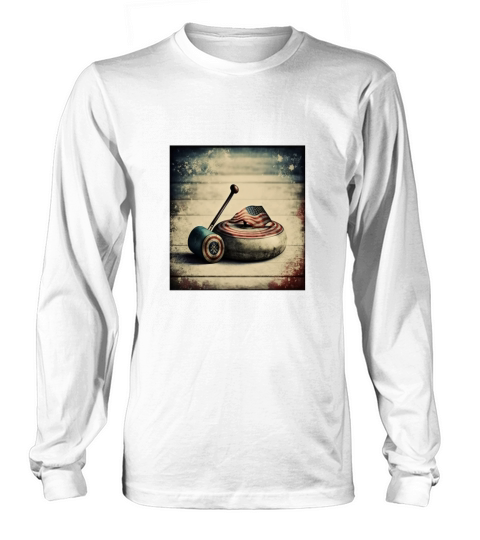 USA Curling Athlete Vintage Curling Stone Long sleeved Unisex
