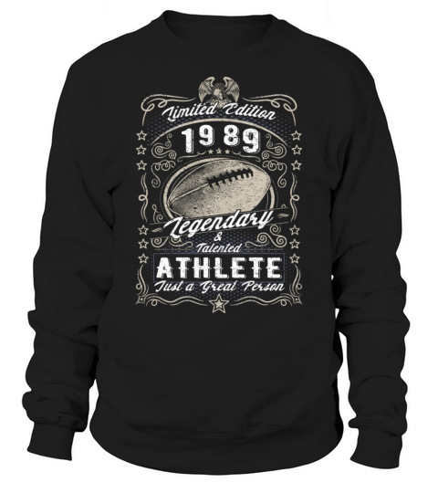 Vintage 1989 Football Birthday Gift Sport Hobby Sweatshirt Unisex