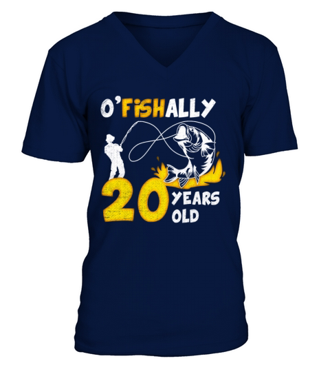 20th Birthday Fishing 1973 Vintage Fisherman Angle V-Neck T-shirt