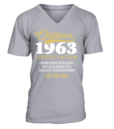 60th Birthday Vintage 1963 V-Neck T-shirt