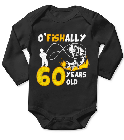 60th Birthday Fishing 1963 Vintage Fisherman Angle Long Sleeve Baby One-Piece