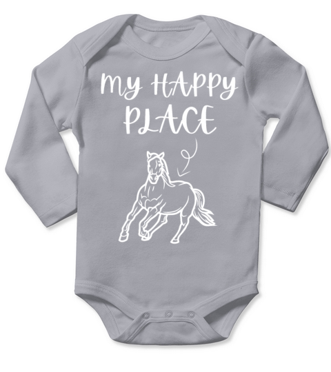 My Happy Place Horse Lover Horseback Riding Long Sleeve Baby One-Piece