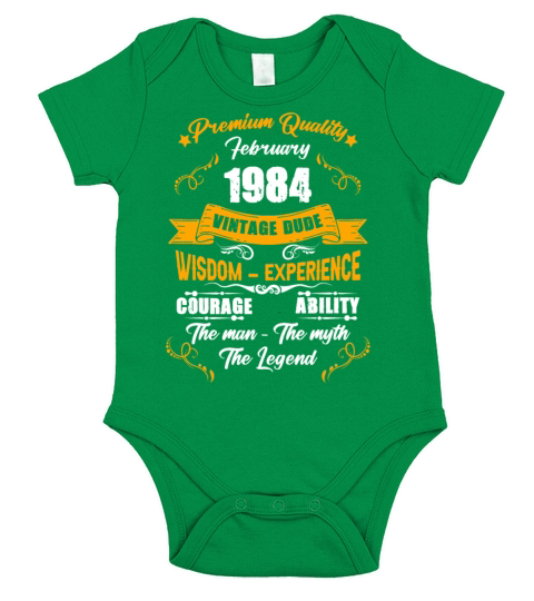 February 1984 Vintage Birthday Present Short Sleeve Baby One-Piece